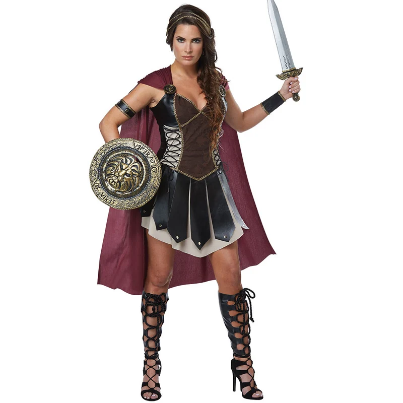 Halloween Womens Glorious Gladiator Costume Cosplay Spartan 300 Warrior Eterno Outfit Roman Soldier Fancy Dress