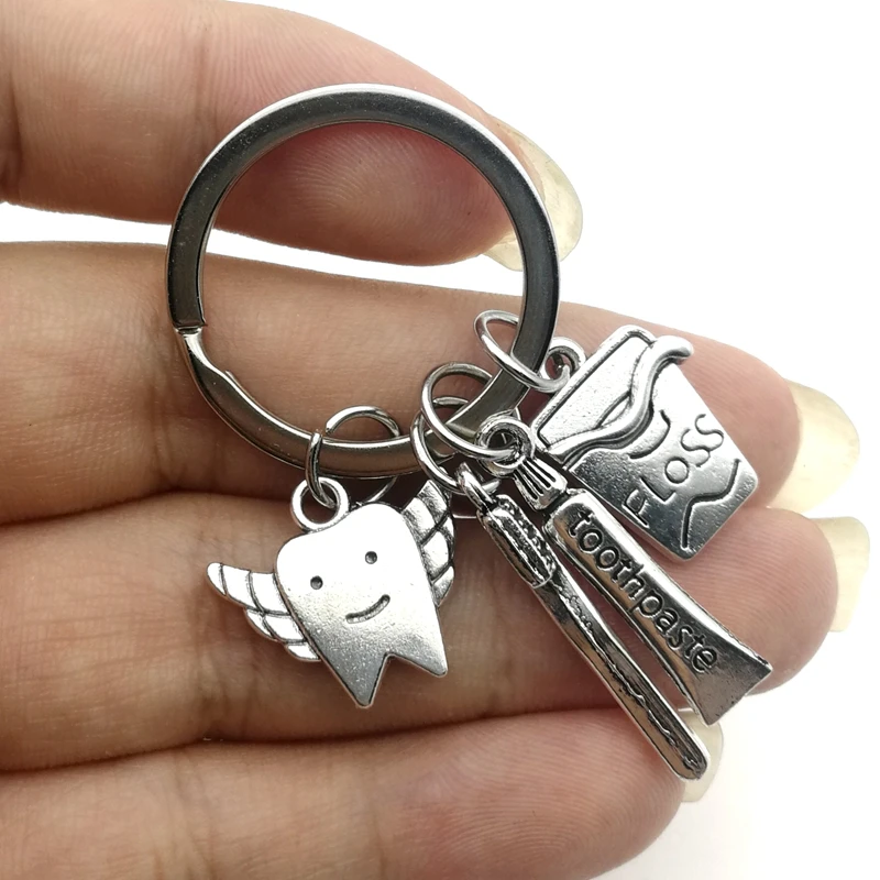 2020 Nuovo Dentista Dental Keychain Dental Assistant Gift Dental Care Portachiavi Dentista Angel Dental Floss Bag Protection Portachiavi