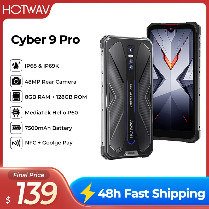 Hotwav Rugged Phones P60 6.3 "8Gb + 128Gb 7500Mah Telefono Cellulare Supporto Nfc Google Pay 48Mp Tripla Fotocamera Cyber 9 Pro Smartphone