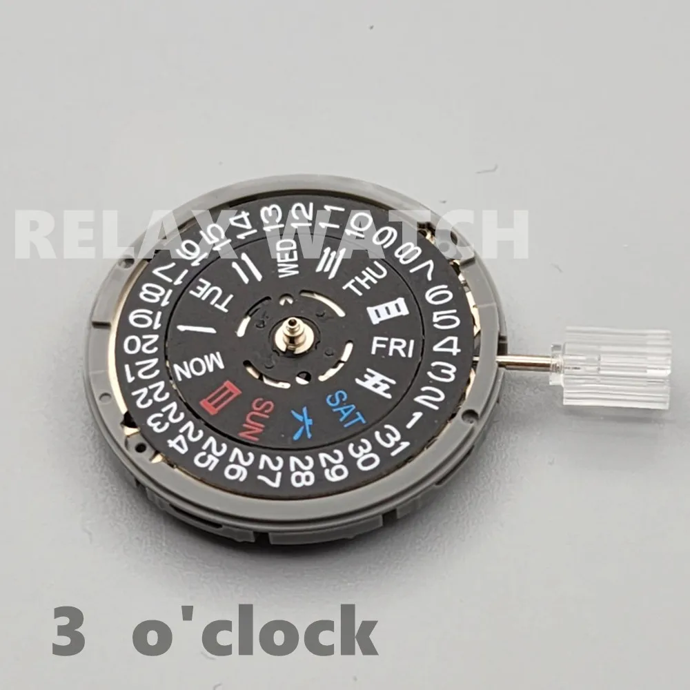 Seiko Nh36 Movimento Meccanico Automatico Nero Day/Date Display Per 3/3.8 In Punto Corona Accessori Per Orologi Hacking Second