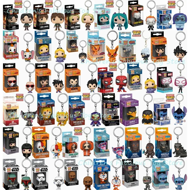 2023 Funko Pop Portachiavi Dragons Ball Star Portachiavi Wars Spiderman Attack On Levi Toy Stitch Rick Kurama Todoroki Figure Toys