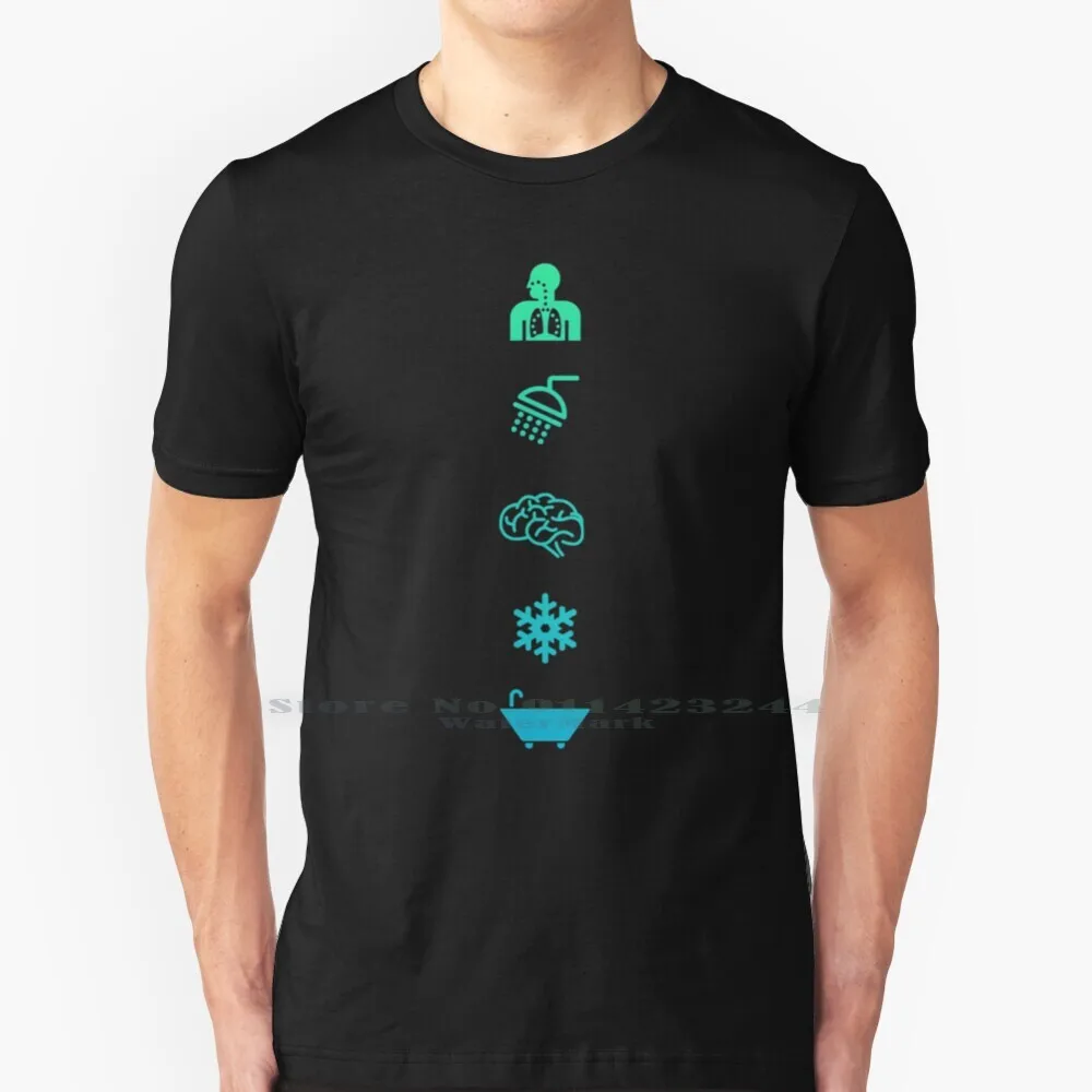 Wim Hof Design Ispirato Respirazione Docce Fredde Mentoniera Esposizione Al Freddo Bagni Di Ghiaccio Maglietta Sfumata Verticale Cotone 6Xl Wim Hof