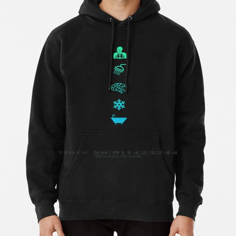 Wim Hof Design Ispirato Respirazione Docce Fredde Mentoniera Esposizione Al Freddo Bagni Di Ghiaccio Felpa Con Cappuccio Sfumata Verticale Maglione 6X