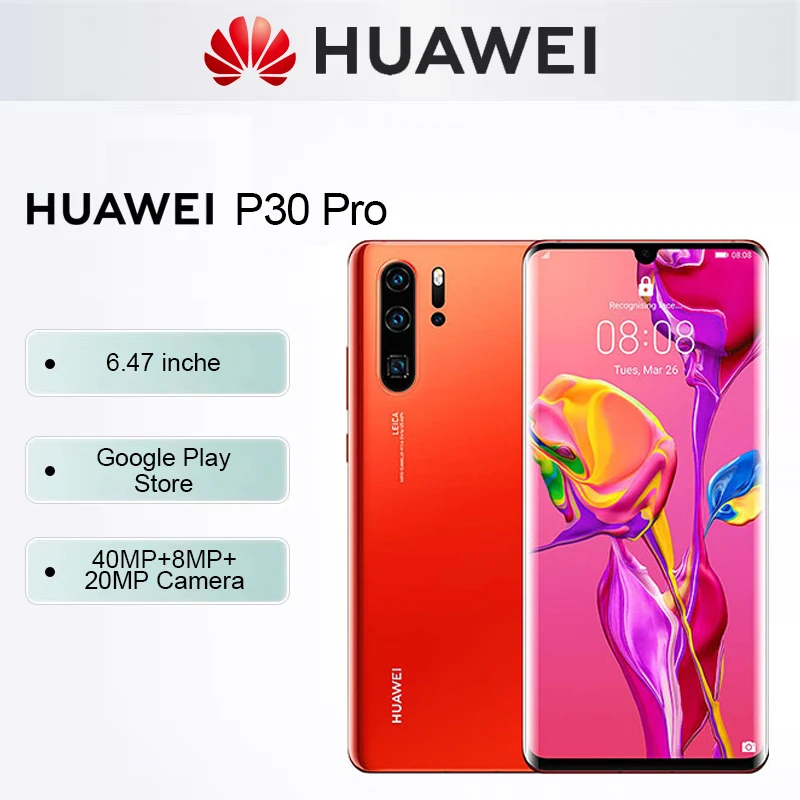 Huawei P30 Pro Smartphone Android 6.47 Pollici 128/256/512Gb Rom 40Mp + 32Mp Fotocamera Telefoni Cellulari Google Play Store Global Rom