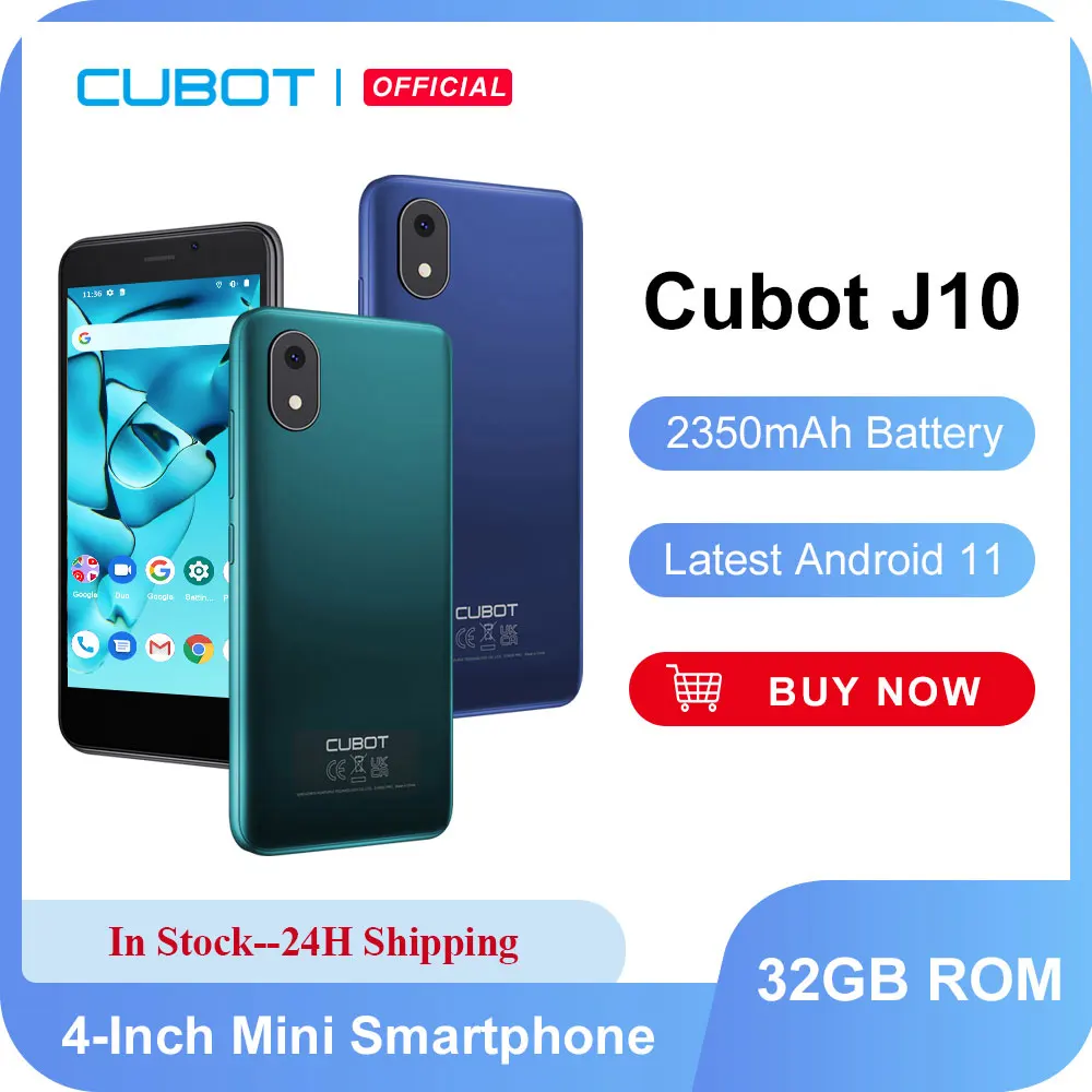 Cubot J10, Mini Smartphone Android 11, Cellulari In Offerta Con 4" Schermo, Telefoni Cellulari, 32 Gb(128Gb Espandibile), 3G Dual Sim, Face Id, 2350Ma