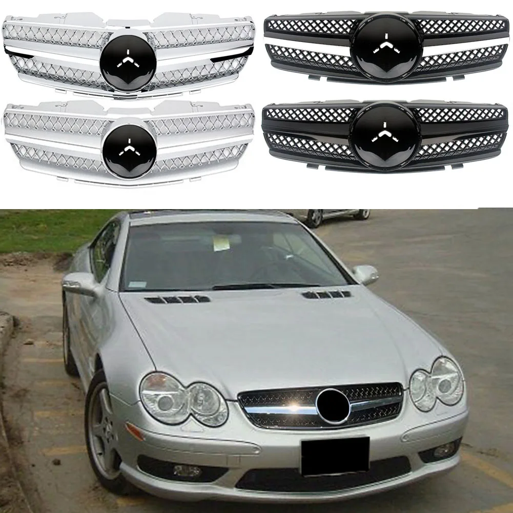Front Racing Facelift Grilles Upper Grille Cover For Mercedes-Benz Sl-Class R230 Sl500 Sl550 Sl600 2003-2006
