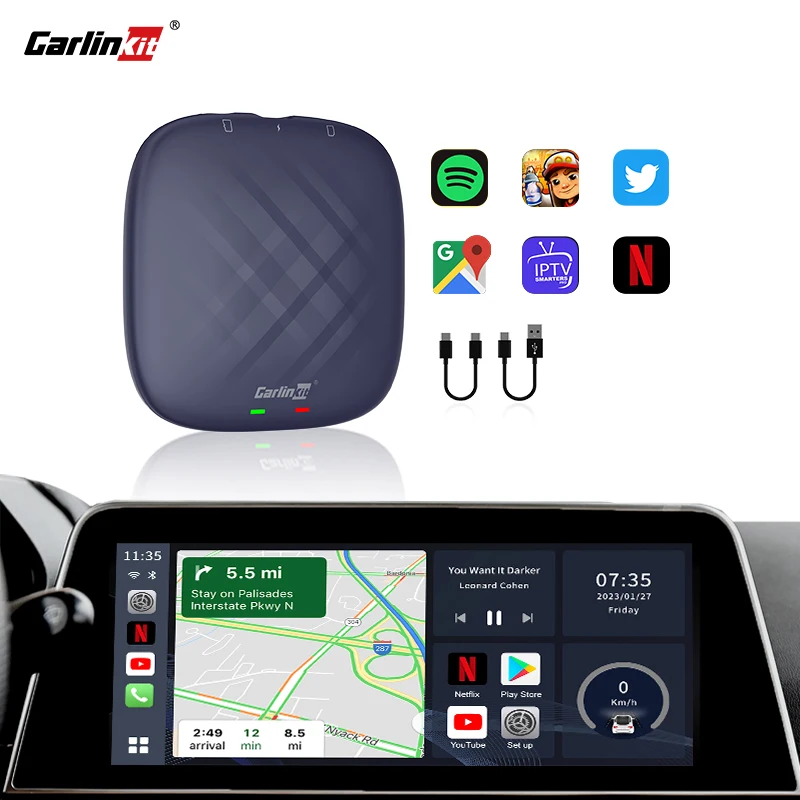 Carlinkit Tbox Car Android System 13 64Gb Interfaccia Multimedia Video Wireless Android Auto Carplay Smartbox Ai Box