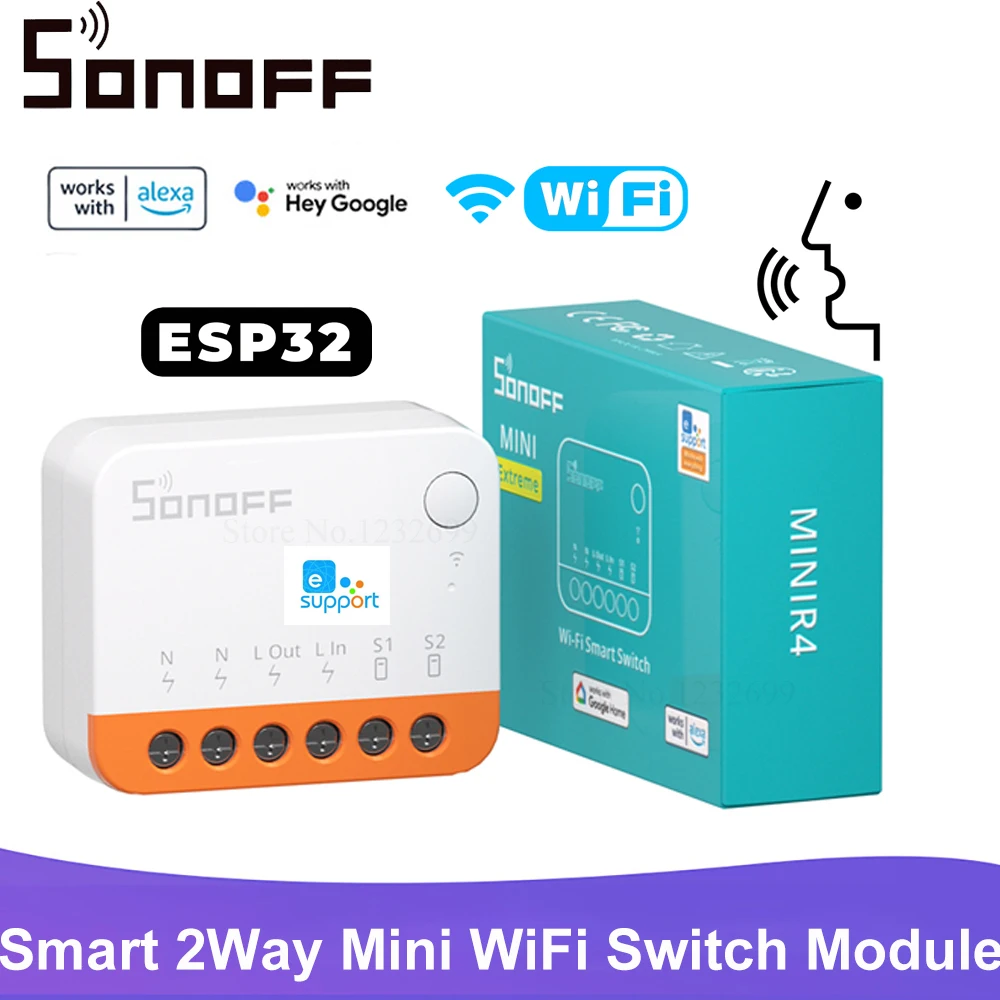 Sonoff Mini R4 Wifi Switch Module Smart Wi-Fi 2 Way Relay Timer Esp32 Smart Home Wireless Voice Control Alexa Google Home Alice