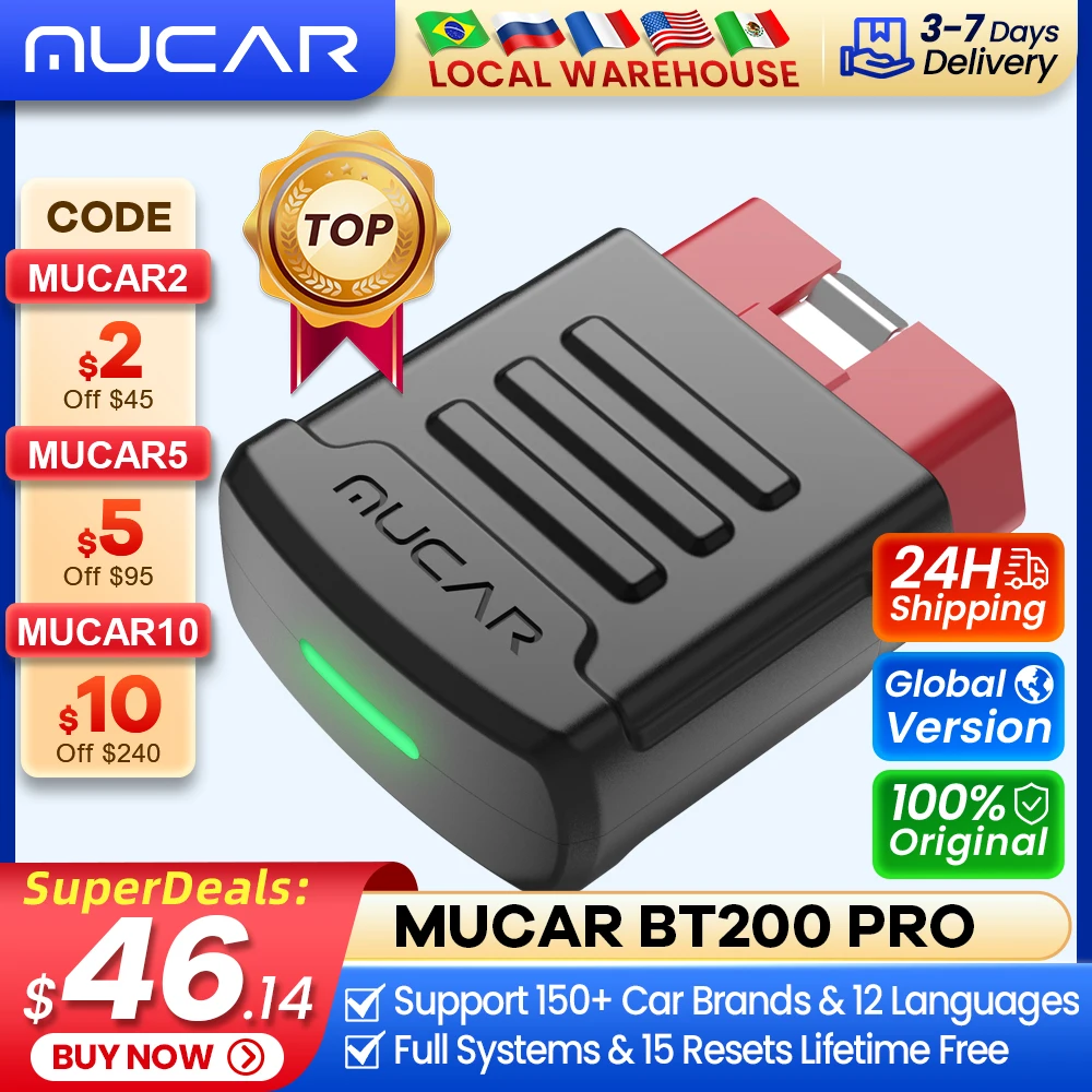 Mucar Bt200 Bt200 Pro Obd2 Scanner Bluetooth Strumenti Diagnostici Per Auto Automobilistiche Auto Obd 2 Tester 15 Ripristina La Diagnosi Di Aggiorname