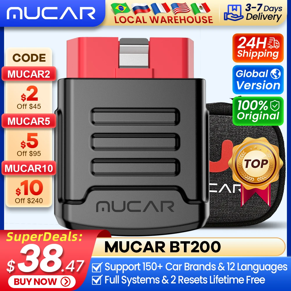 Mucar Bt200/Bt200 Pro Strumenti Diagnostici Automobilistici Scanner Obd2 Bluetooth Wifi Per Tutte Le Auto Auto Obd 2 Tester 15 Reset Diagnosi