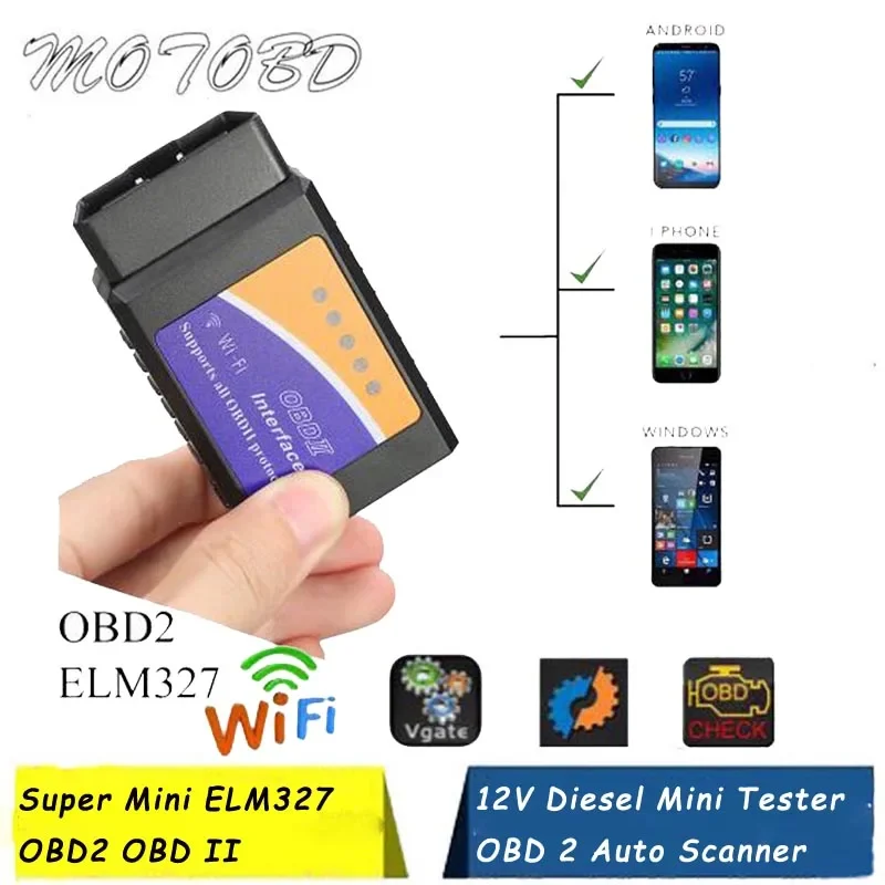 Mini Tester Diesel 12V Obd 2 Scanner Diagnostico Automatico Più Nuovo Originale V1.5 Super Mini Elm327 Obd2 Obd Ii Bluetooth Wifi Elm 327