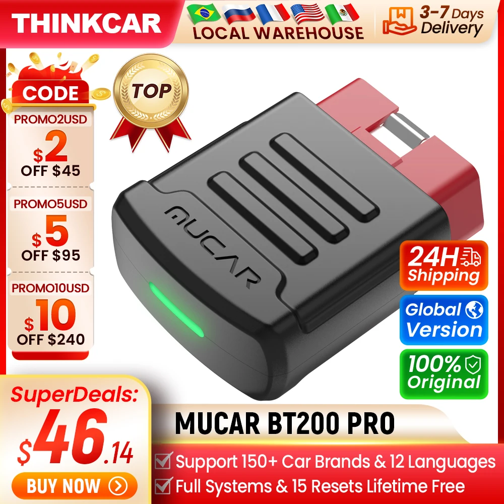 Mucar Bt200/Bt200 Pro Strumenti Diagnostici Automobilistici Scanner Obd2 Bluetooth Wifi Per Tutte Le Auto Auto Obd 2 Tester 15 Reset Diagnosi