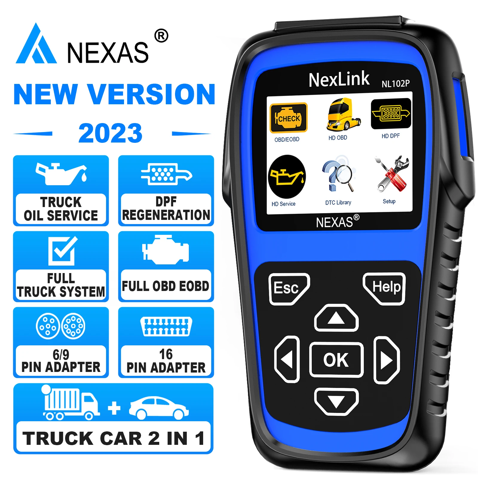 Nexas Nl102P Diesel Heavy Duty Car Truck Scanner Diagnostico Automatico Ripristino Dell'Olio Dpf Regen Engine Oil Light Service