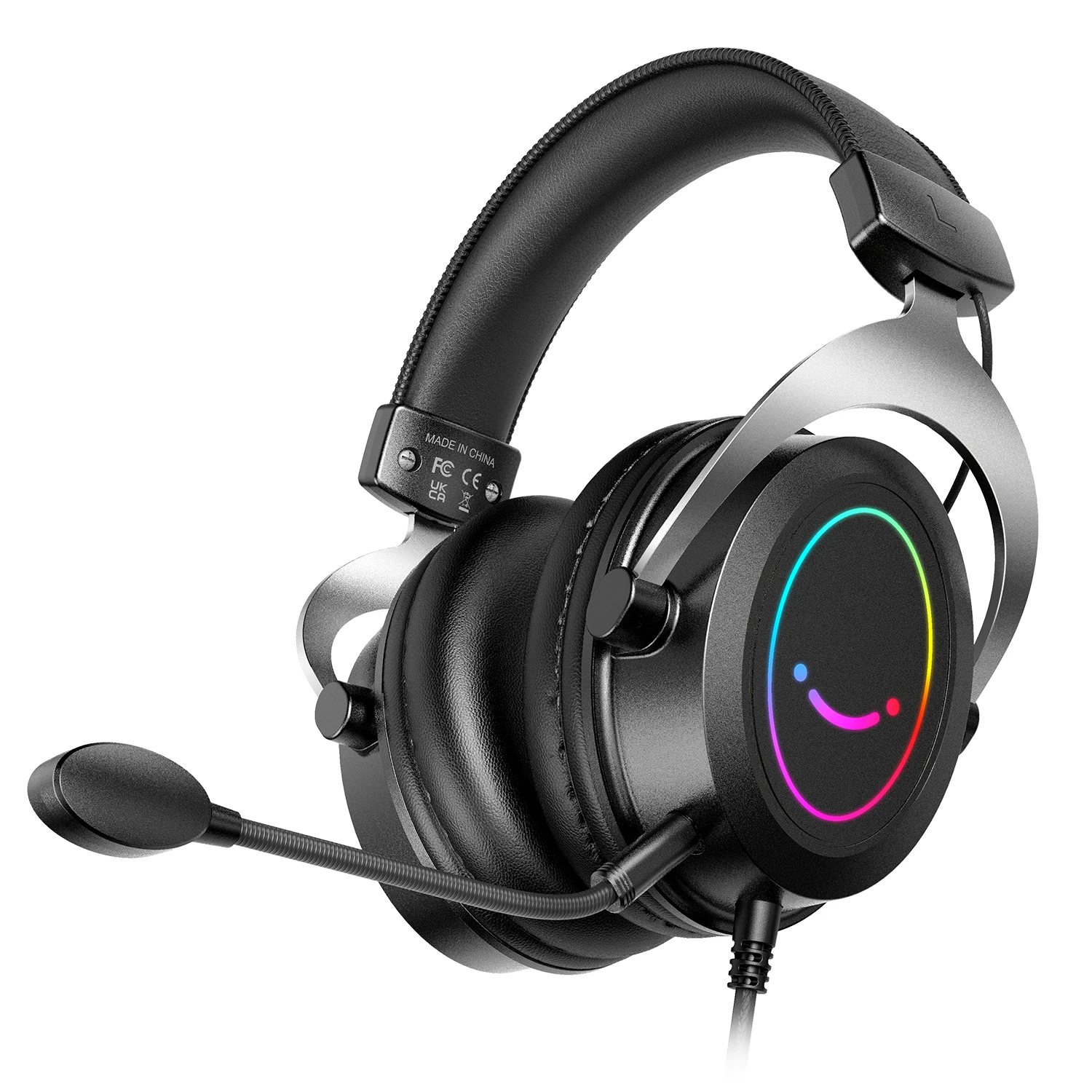 Cuffie Da Gioco Fifine Con Suono Stereo/Microfono Staccabile/Controllo Rgb/Linea, Cuffie Over-Ear Per Pc Ps4 Ps5 Xbox-Amplificgame H3