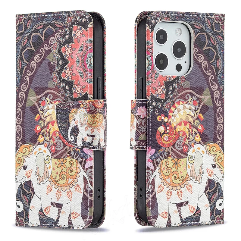 Cover Colori Vivaci Per Iphone 14 Plus 13 Pro Max 12 Mini 12Pro Custodia In Pelle Flip Butterfly Panda Elephant Card Slot Portafoglio Bag
