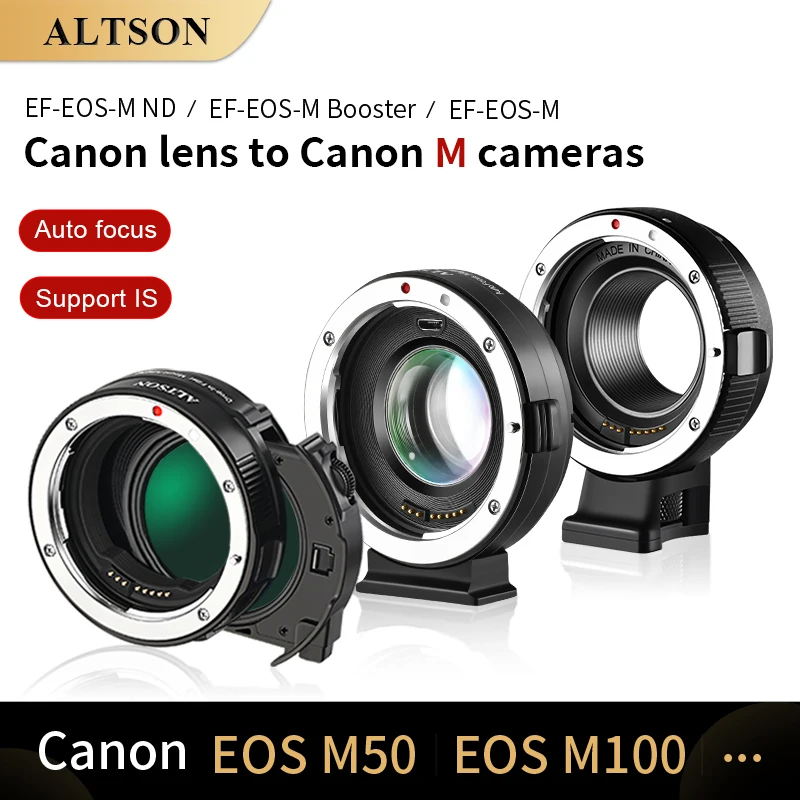 Altson Ef-Eos Canon Ef To M Adattatore Per Obiettivo Suooort Is Auto Focus Lens Converter Ring Compatibile Per Canon M100 M50 M6 M6 Ii M200