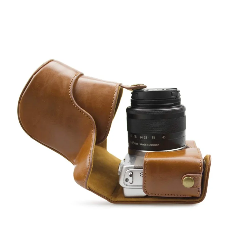 Custodia In Pelle Per Canon Eos M200 M100 M10 Custodia Protettiva Per Fotocamera 15-45Mm Iens Per Borsa A Tracolla Canon Eos M200 M100