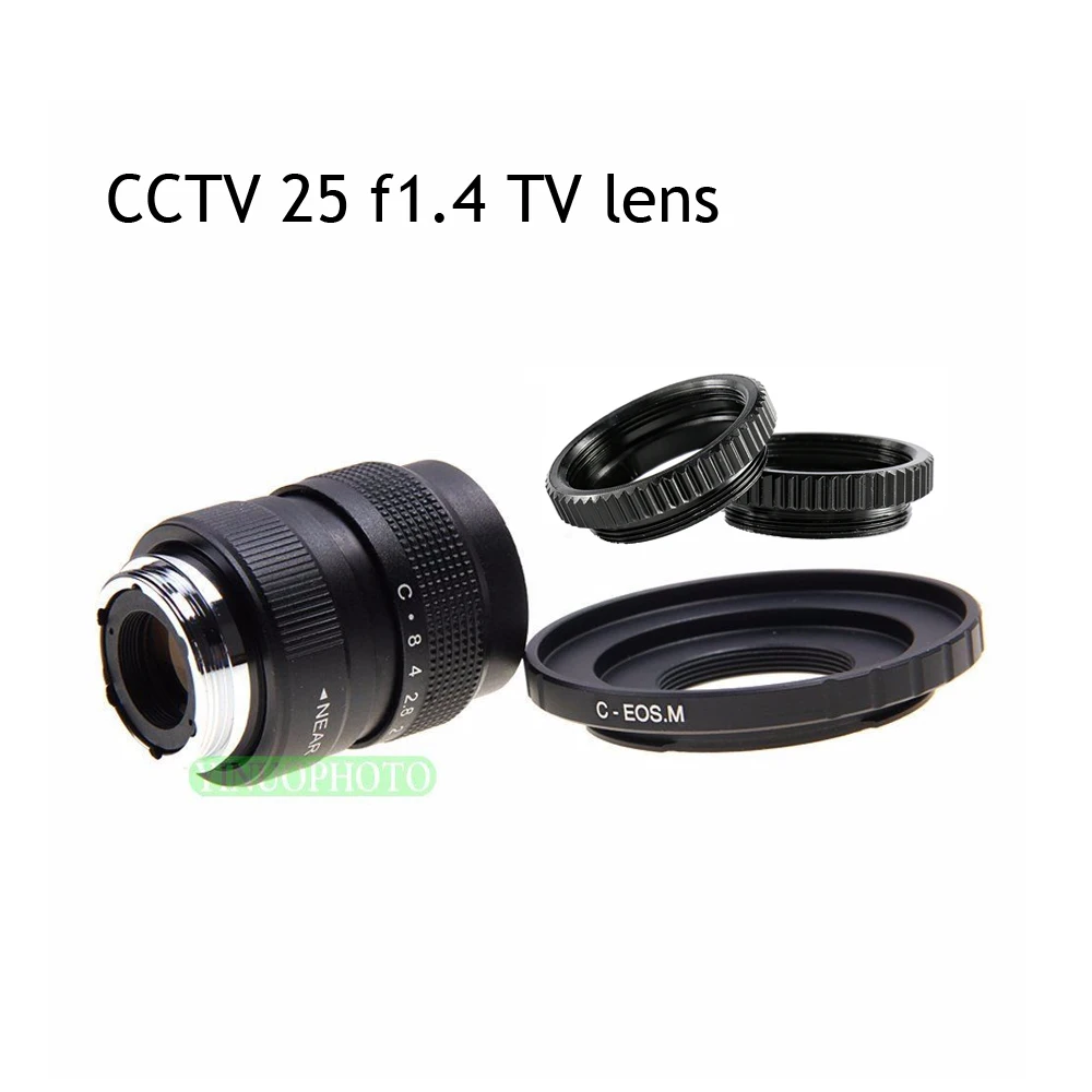 25Mm F1.4 Cctv Tv Movie Lens + C Mount Per Canon Eos M6 Mark Ii M1 M2 M3 M5 M6 M10 M50 M100 M200 Mirrorless Camera C-Eos M