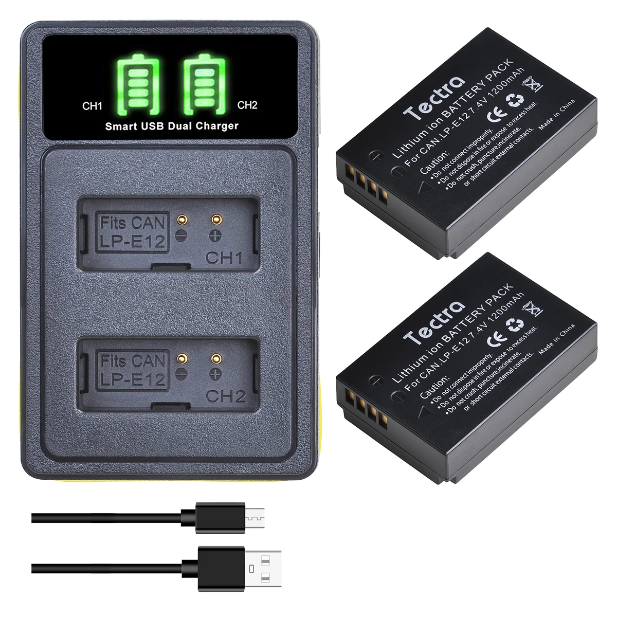 Lp-E12 Lpe12 Batteria Ricaricabile + Caricabatterie Per Fotocamera Canon Rebel Sl1, Eos-M, Eos M2, Eos M10, Eos M50, Eos M100