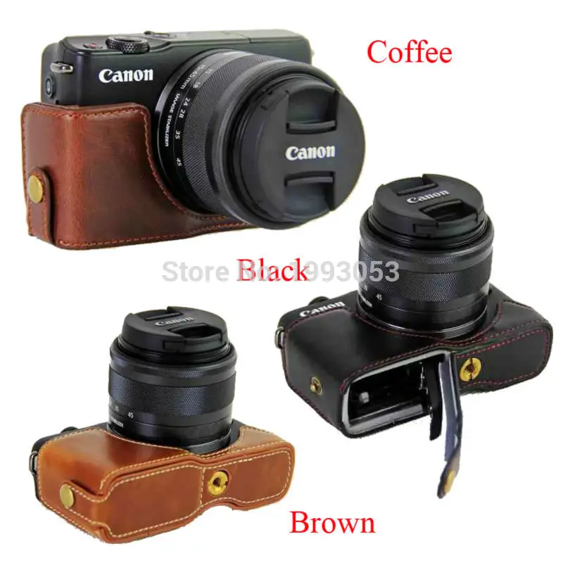 Nuovo Cuoio Camera Case Borsa Metà Del Corpo Per Canon Eos M10 Eos M100 Copertura Bottom Case
