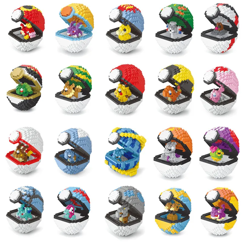 Pokemon Sfera Blocchi Di Piccole Particelle Mini Building Assemblati Pikachu Giocattolo Giocattoli Educativi