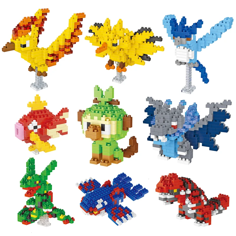 Pokemon Dracaufeu Cartoon Building Blocks Personaggi Anime Groudon Rayquaza Animal Mini Action Figure Giocattoli Educativi Regali Per Bambini