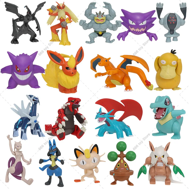 5-12Cm Mini Pokemon Figure Charizard Flareon Groudon Lucario Gengar Psyduck Machamp Haunter Mewtwo Anime Action Model Toys