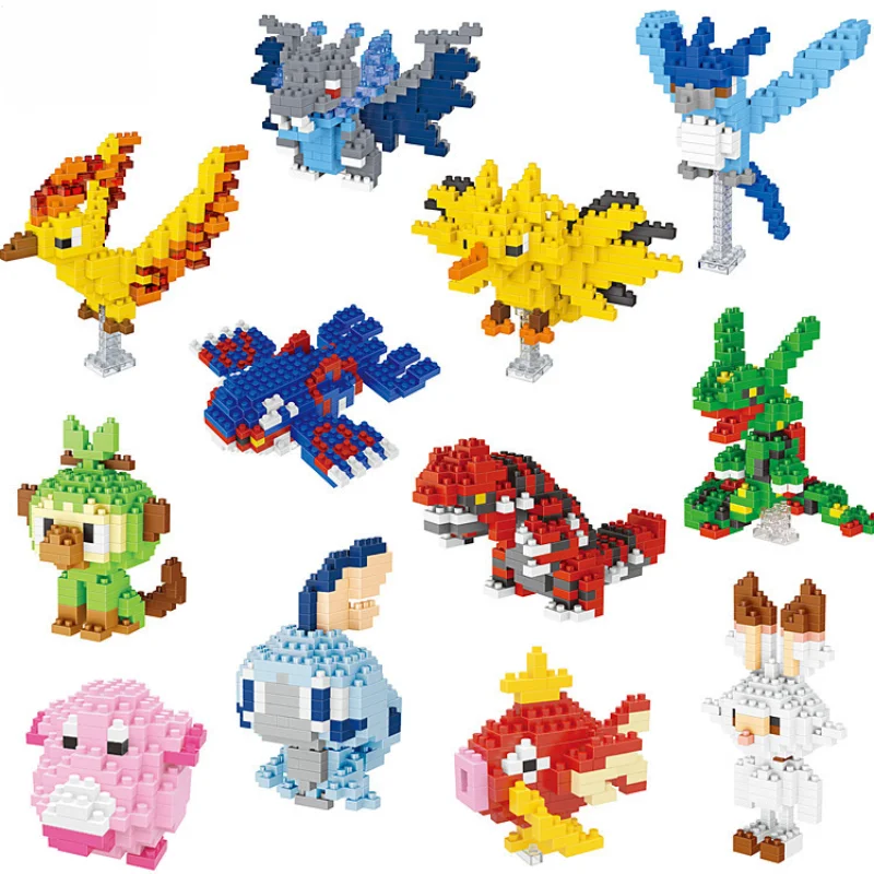 Pokemon Dracaufeu Cartoon Building Blocks Personaggi Anime Groudon Rayquaza Animal Mini Action Figure Giocattoli Educativi Regali Per Bambini