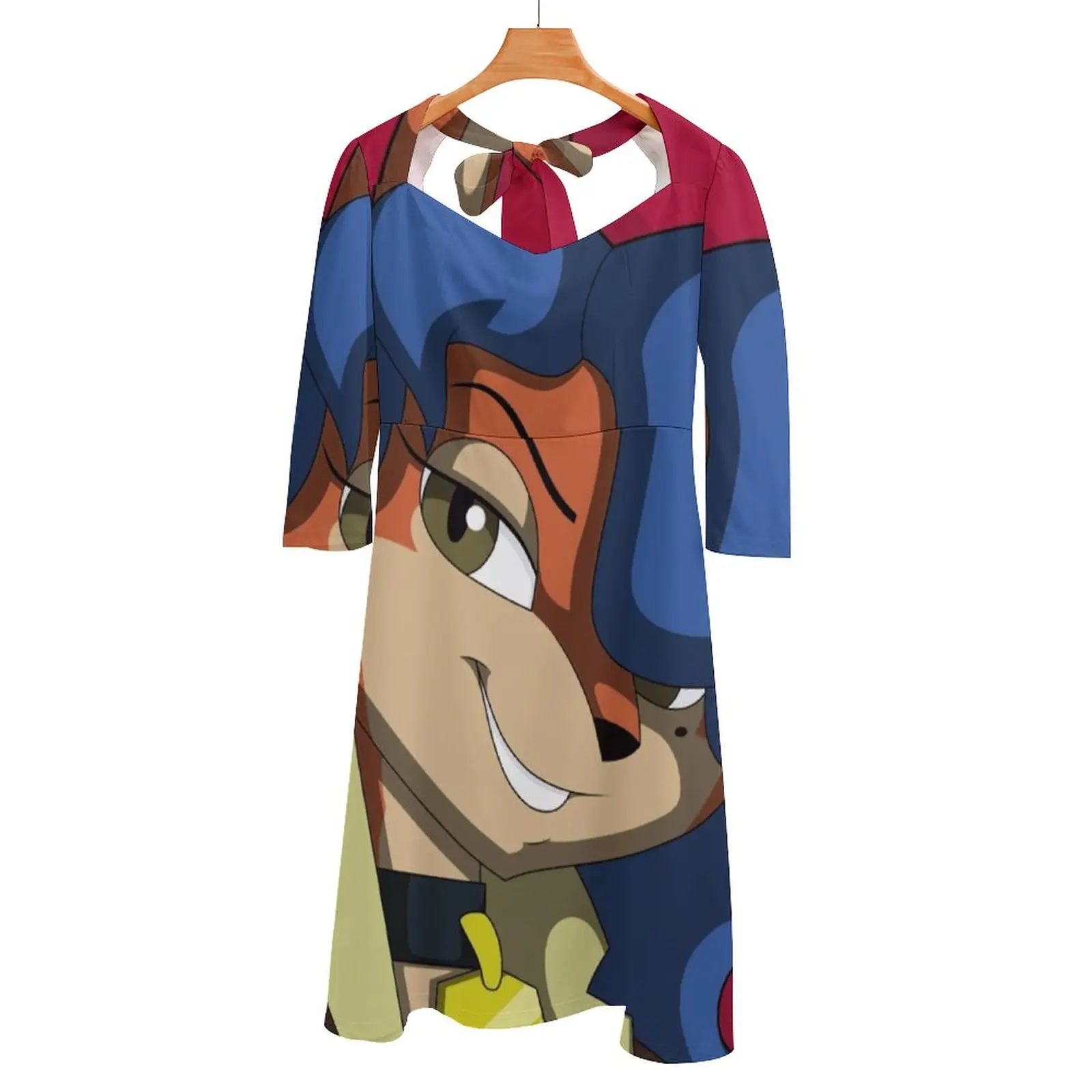 Giapponese Carmelita Fox Back Allacciatura Backless Dress Square Neck Dress New Elegant Women Waist Stretto Dress Sly Cooper Raccoon