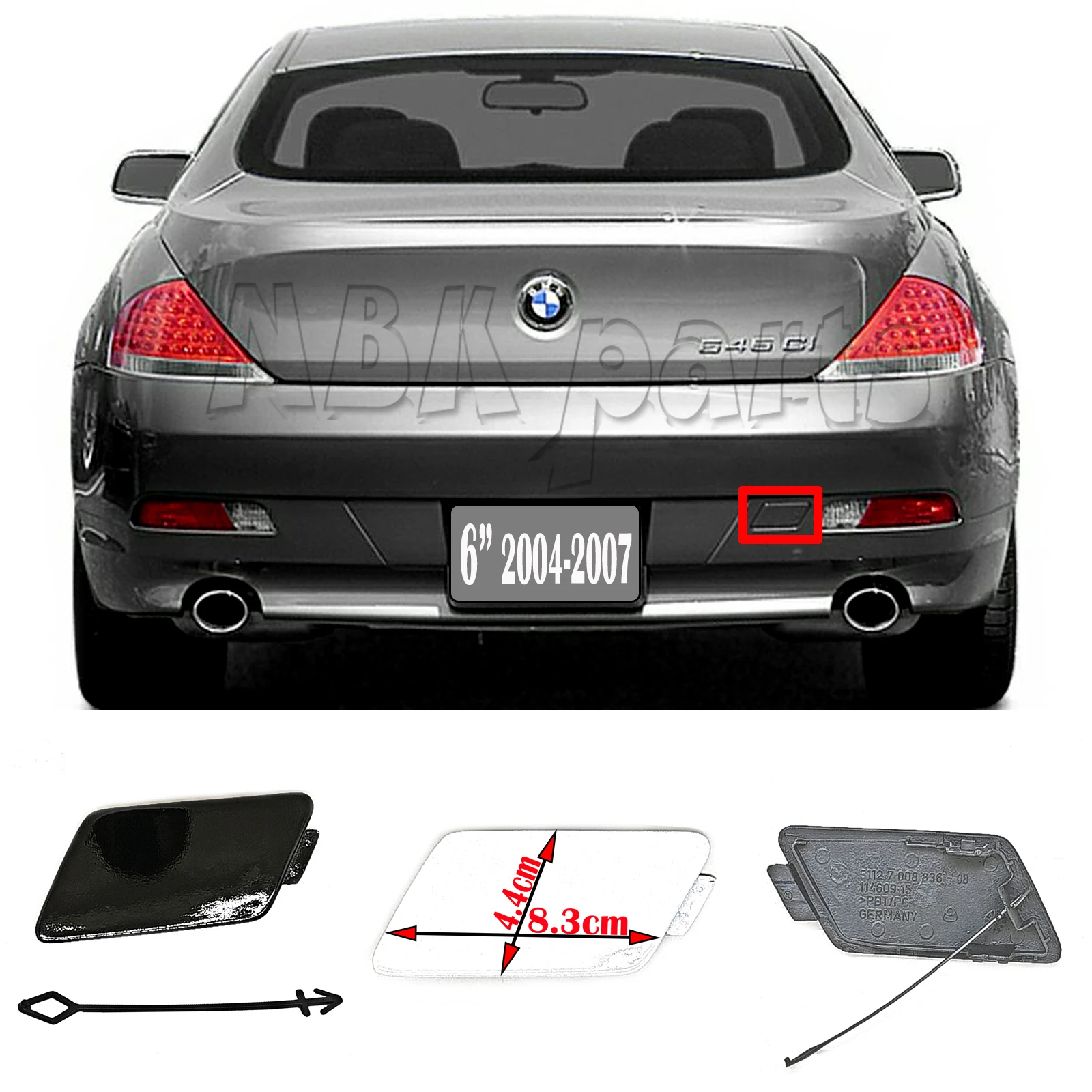Fit 2004-2010 Bmw Serie 6 Coperchio Di Traino Posteriore E43 E44 630I 635D 645Ci 650I Paraurti Gancio Occhio Tappo Di Traino 51127117899 51127008836