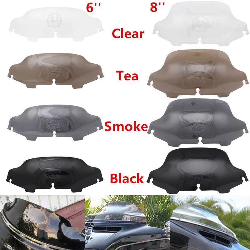 Moto 6 ''/8" Nero/Fumo/Trasparente Parabrezza Carenatura Parabrezza Per Harley Electra Street Glide Flhx Touring 1996-2013