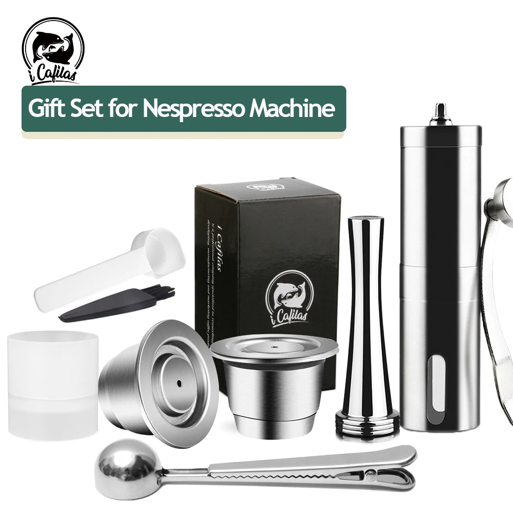 Capsula Per Caffè Riutilizzabile Icafilas Krups Inissia, Per Nespresso De'Longhi 203549 Ricarica Filtro Per Caffè In Acciaio Inossidabile