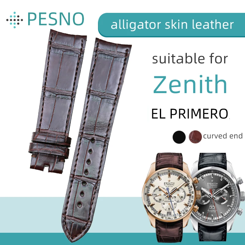 Pesno Compatibile Per Zenith El Primero Cinturini Per Orologi In Vera Pelle Di Coccodrillo Accessori Per Cinturini Per Orologi Da Uomo Estremità Curva