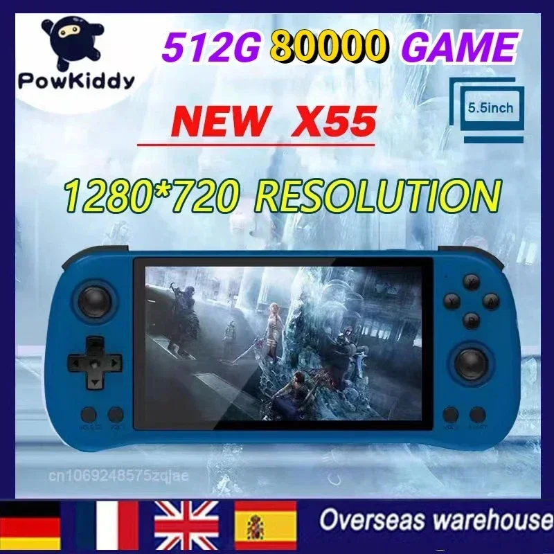 Powkiddy X55 Console Per Videogiochi Portatili Portatili Da 5.5 Pollici Ee Linux System Tv Hdmi Retro Player 512G 92000 Giochi Psp Ps1Gift