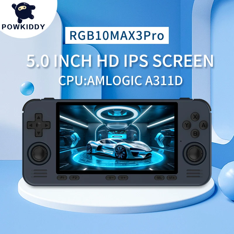 Powkiddy Rgb10 Max3 Pro Retro Pocket 854*480 Schermo Ips Da 5 Pollici Amlogic A311D Console Di Gioco Portatile Open-Source Regali Per Bambini