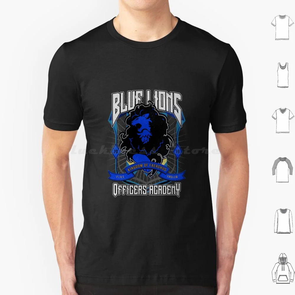 Blue Lions Crest T Shirt Cotone Uomo Donna Stampa Fai Da Te Blue Lions Crest Fire Emblem Tre Case Black Golden Deer Blue Lions