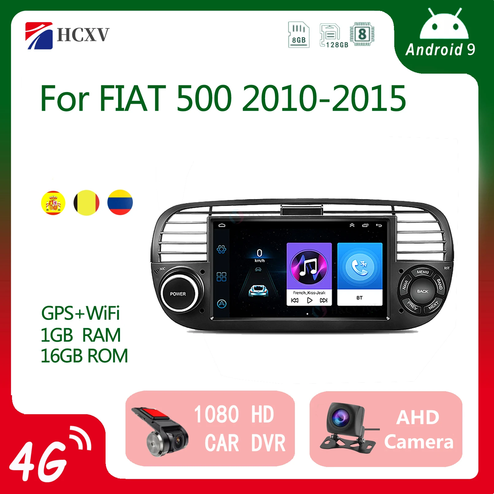 Autoradio 7 ''Per Fiat 500 2010-2015 Radio Android Auto Stereo Dps Wifi Carplay Car Audio Mp4 2 Din Gps Multimedia Player
