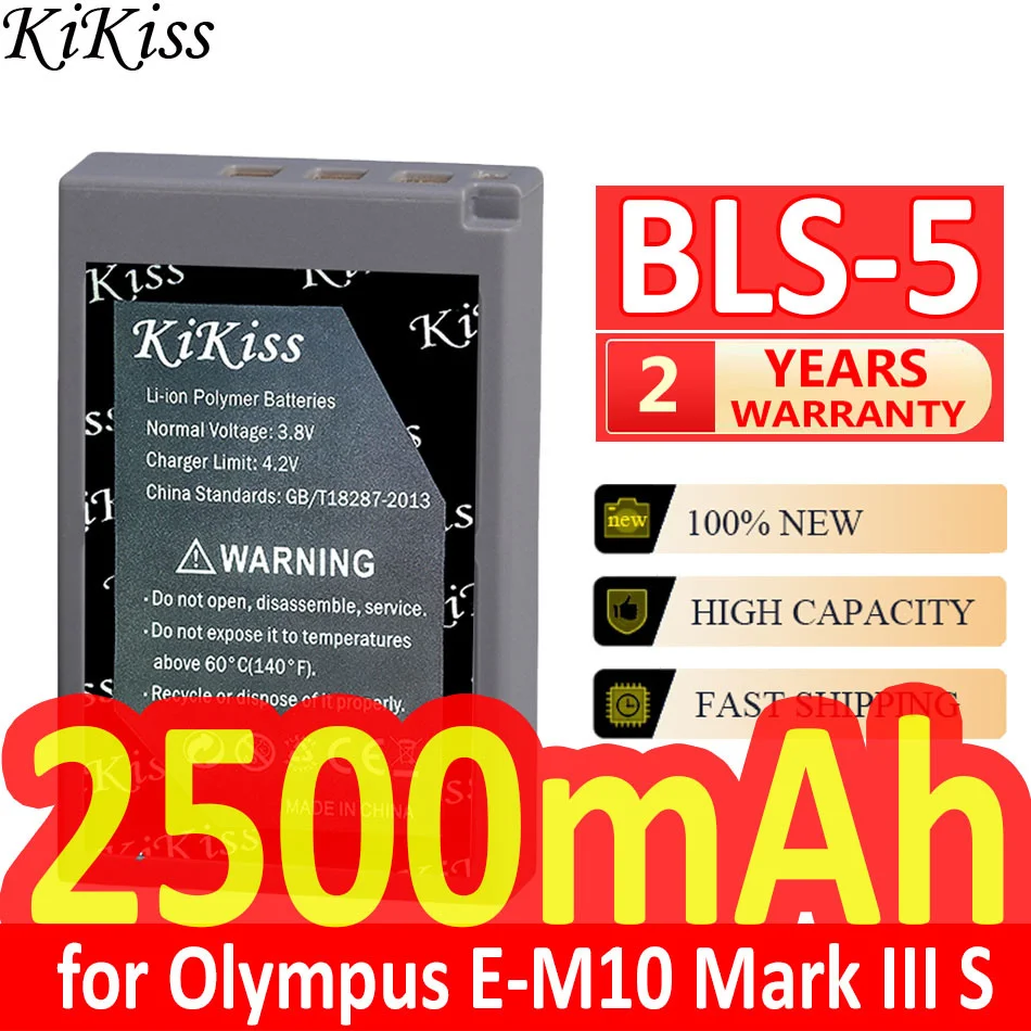 2500Mah Kikiss Potente Batteria Bls-5 Bls5 Per Olympus E-M10 Mark Iii Iv Ii Pen S Om-D Em10 E-M5