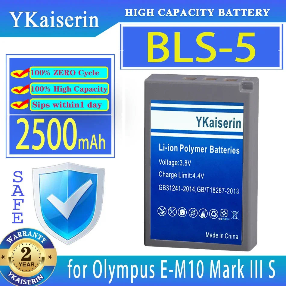 Batteria Ykaiserin Bls-5 Bls5 2500Mah Per Olympus E-M10 Mark Iii Iv Ii Pen S Om-D Em10 E-M5 Bateria