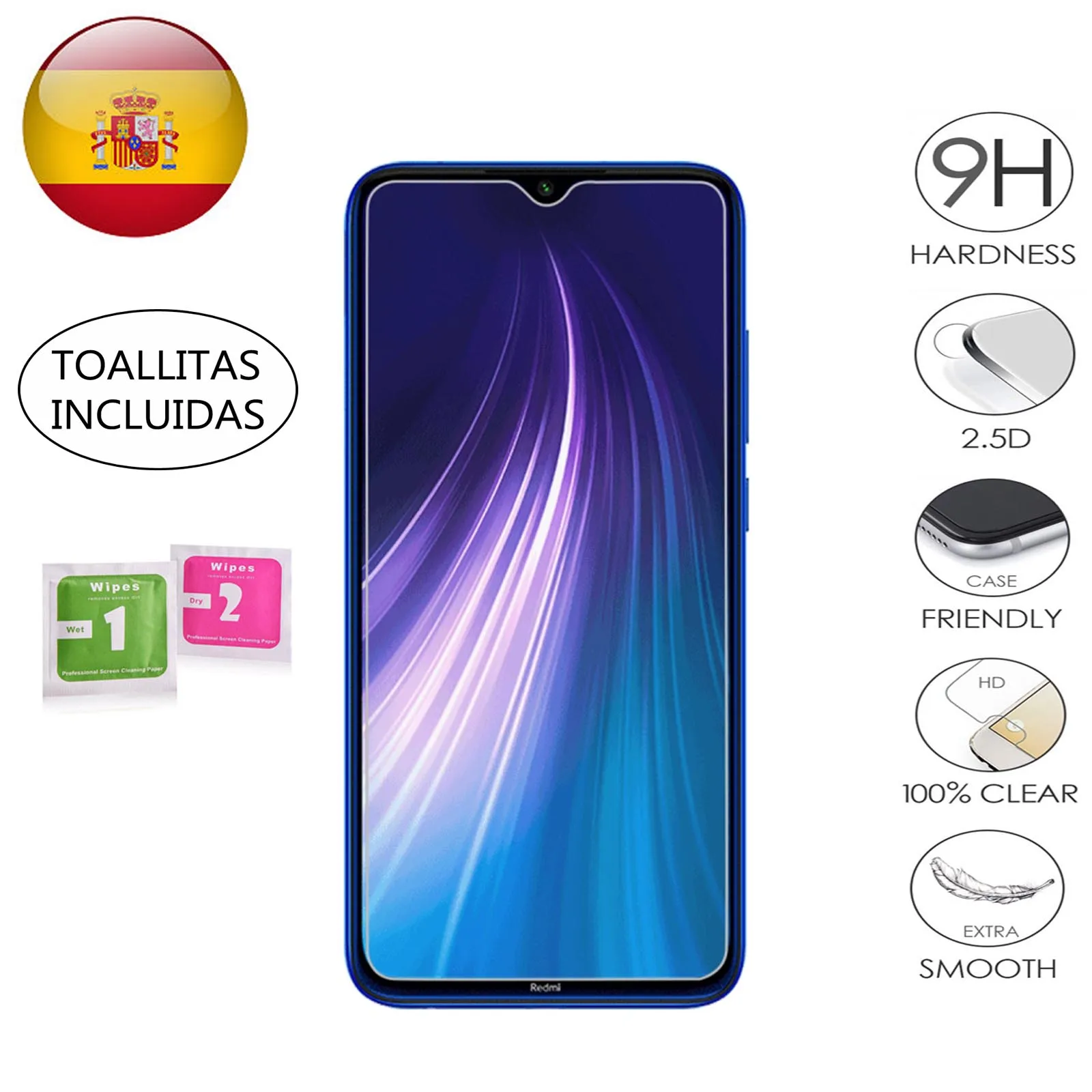 Protector De Pantalla Cristal Templado Per Xiaomi Redmi Note 8 Pro