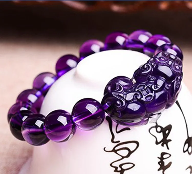 Pulseira De Cristal De Ametista 7A, Bracelete Feminino Com Pingentes De Jade, Acero Para Pulseiras Femininas