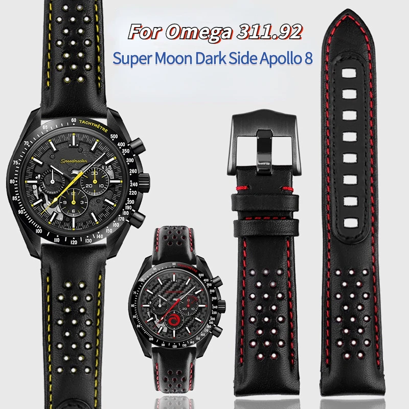 Cinturino In Pelle Di Vitello 21Mm Per Omega Super Moon Dark Side Apollo 8 Series Cinturino Per Cinturino Da Uomo 311.92 311.92.44 Bracciale