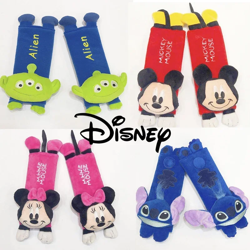 New Disney Stitch Car Seat Belt Cover Cartoon Winnie The Pooh Mickey Soft Cover Protettiva Per Bambini Car Seat Belt Ornament