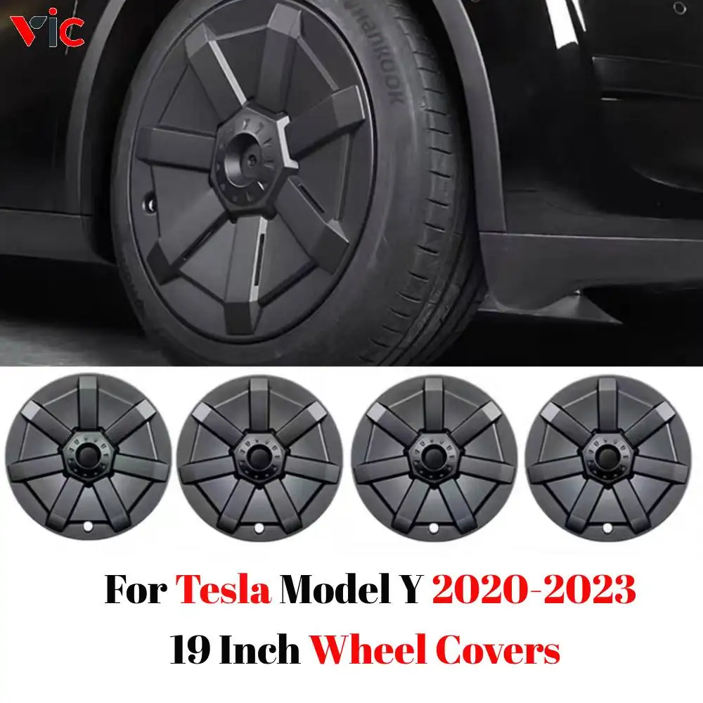 19 Pollici Hubcap Fit 2020-2023 Tesla Model Y Copriruota 4 Pezzi Di Ricambio Coprimozzo Protezione Cybertruck Elegante Decorazione Per Auto