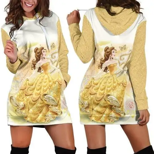 La Bella E La Bestia 3D Felpa Con Cappuccio Dress Fashion Disney Dress Felpa Dress 3D All Over Print Felpa Con Cappuccio Retrò Da Donna