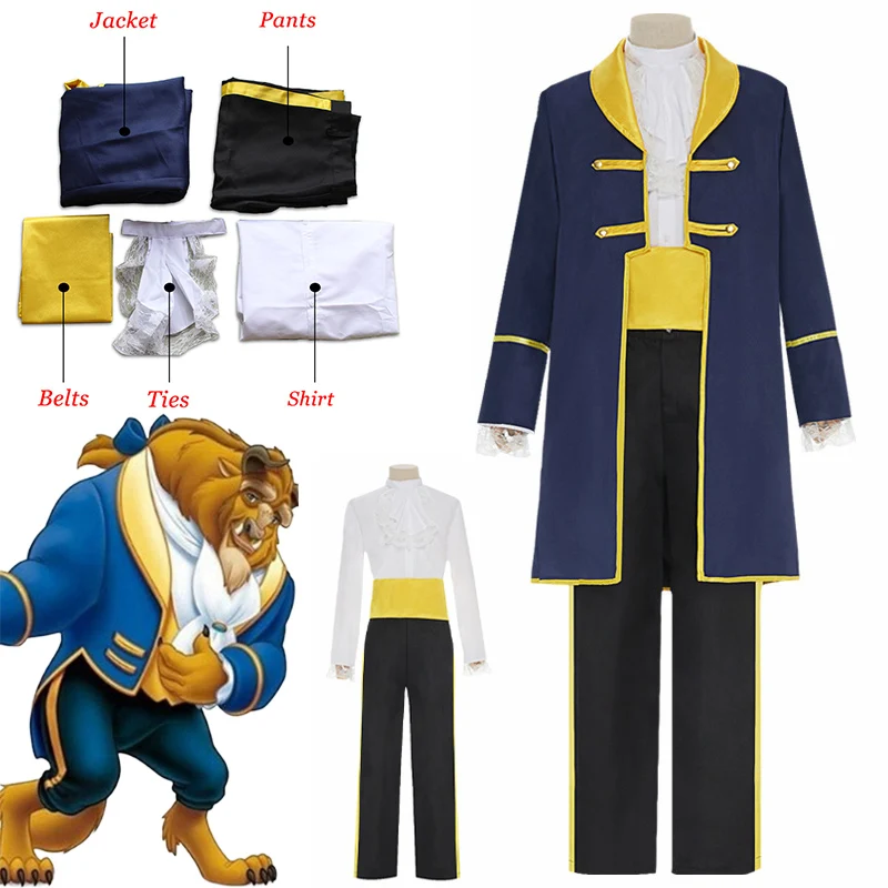 Beauty And The Beast Costume Cosplay Disney Prince Adam Cosplay Beast Uniform Adult Halloween Party Men Fancy Dress Clothes