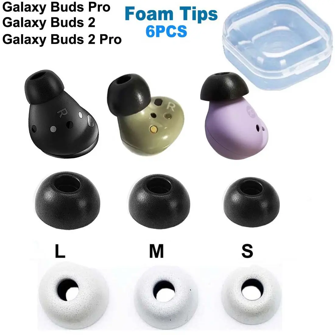 6 Pezzi Di Auricolari In Memory Foam Per Samsung Galaxy Buds 2 Pro Galaxy Buds 2 Galaxy Buds Pro Custodia Per Auricolari Auricolari Auricolari L M S