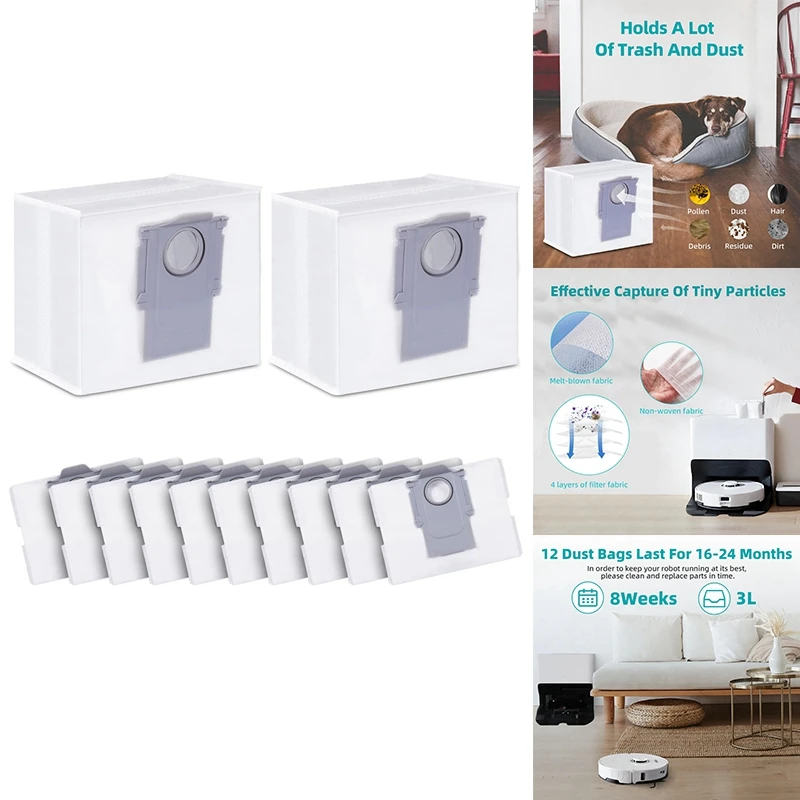 Accessori Sacchetti Antipolvere Per Roborock S8 +/S8 Pro Ultra/S7 Maxv Ultra/S7 Pro Ultra/Q7 +/Q7 Max +/Q5 + Dock Vuoto Autosvuotato, A