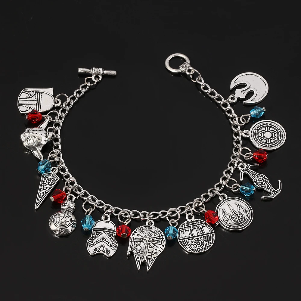 Disney Movie Star Wars Astronave Braccialetto Di Fascino Millennium Falcon Star Destroyer Darth Vader Gioielli Con Ciondolo In Metallo