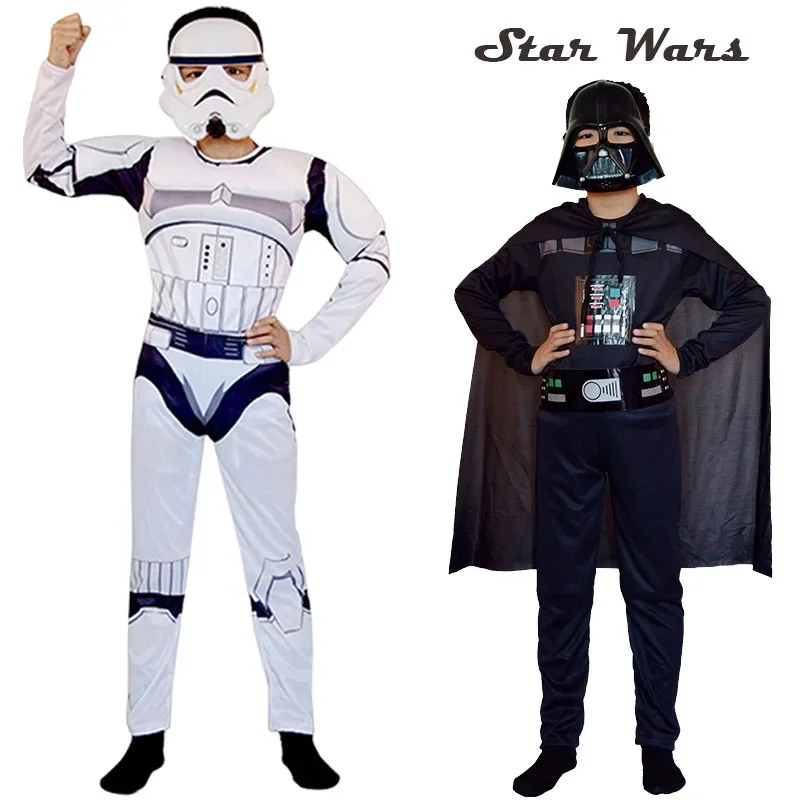 Kids Star Wars Darth Vader Costume Stormtrooper Costume Cosplay Tuta Casco Maschera Ragazzo Vestito Halloween Party Costume Per Bambino